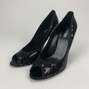 Anne Klein Womens Reilly peep toe sequin heels 10